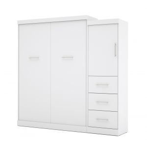 Bestar - Nebula Queen Murphy Bed and Storage Unit with Drawers (90W) in White - 25882-17