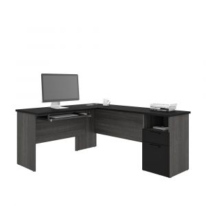 Bestar - Norma 71W L-Shaped Desk in Black & Bark Gray - 181420-000018
