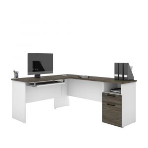 Bestar - Norma 71W L-Shaped Desk in Walnut Grey & White - 181420-000035