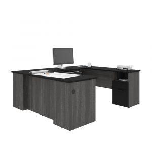 Bestar - Norma 71W U Or L-Shaped Desk in Black & Bark Gray - 181851-000018