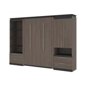 Bestar - Orion 118W Full Murphy Bed and Multifunctional Storage with Drawers (119W) in Bark Gray & Graphite - 116864-000047