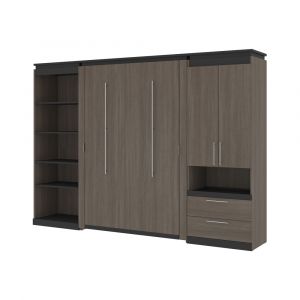 Bestar - Orion 118W Full Murphy Bed with Multifunctional Storage (119W) in Bark Gray & Graphite - 116863-000047