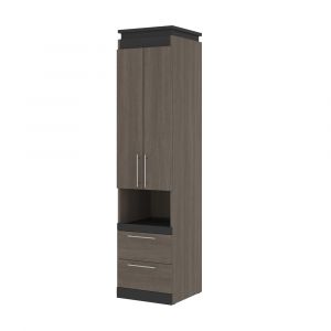 Bestar - Orion 20W Storage Cabinet with Pull-Out Shelf in Bark Gray & Graphite - 116165-000047