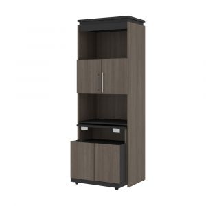 Bestar - Orion 30W Shelving Unit with Fold-Out Desk in Bark Gray & Graphite - 116166-000047