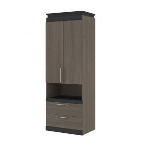 Bestar - Orion 30W Storage Cabinet with Pull-Out Shelf in Bark Gray & Graphite - 116164-000047