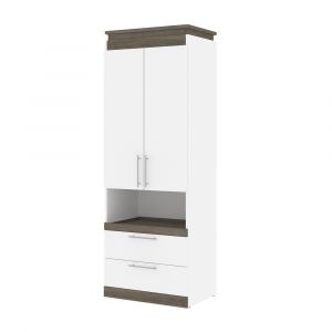 Bestar - Orion 30W Storage Cabinet with Pull-Out Shelf in White & Walnut Grey - 116164-000017