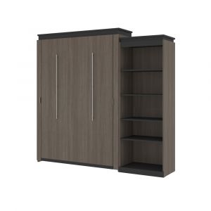 Bestar - Orion Queen Murphy Bed with Shelving Unit (95W) in Bark Gray & Graphite - 116882-000047