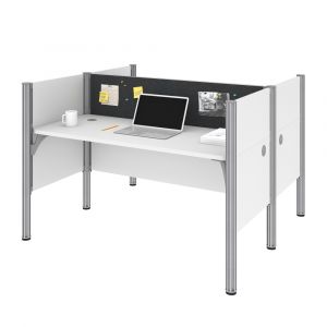 Bestar - Pro-Biz 63W Office Cubicles with Gray Tack Boards and Low Privacy Panels in White - 100870CG-17