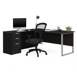 Bestar - Pro-Concept Plus 72W L-Shaped Desk with Drawers in Deep Grey & Black - 110891-32