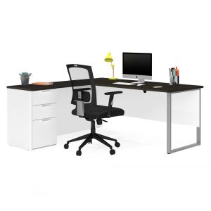 Bestar - Pro-Concept Plus 72W L-Shaped Desk with Drawers in White & Deep Grey - 110891-17