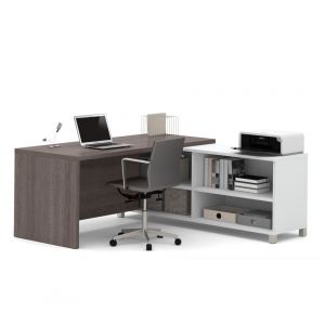 Bestar - Pro-Linea 72W L-Shaped Computer Desk in Bark Grey & White - 120885-47