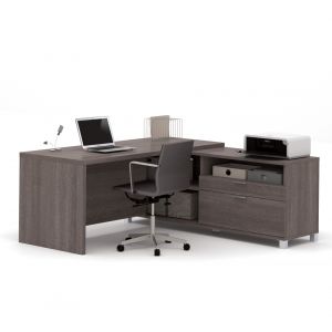 Bestar - Pro-Linea 72W L-Shaped Office Desk in Bark Grey - 120863-47