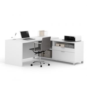 Bestar - Pro-Linea 72W L-Shaped Office Desk in White - 120863-17