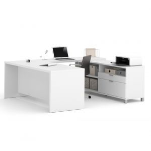 Bestar - Pro-Linea 72W U-Shaped Executive Desk in White - 120861-17