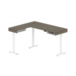 Bestar - Pro-Vega 72W L-Shaped Standing Desk in Walnut Grey & White - 130420-000035