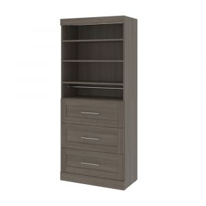 Bestar - Pur 36W Shelving Unit with 3 Drawers in Bark Grey - 26872-47