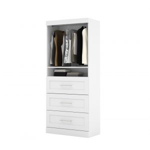 Bestar - Pur 36W Shelving Unit with 3 Drawers in White - 26872-17