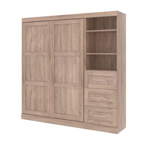 Bestar - Pur Full Murphy Bed and Storage Unit with Drawers (84W) in Rustic Brown - 26868-000009