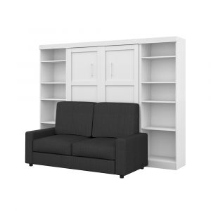 Bestar - Pur Full Murphy Bed with Sofa and Shelving Units (109W) in White - 26793-000017