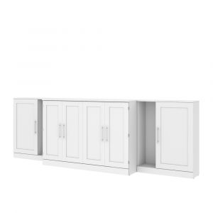 Bestar - Pur Queen Cabinet Bed with Mattress and Storage Cabinets (139W) in White - 126680-000017