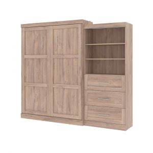 Bestar - Pur Queen Murphy Bed and Storage Unit with Drawers (101W) in Rustic Brown - 26881-000009