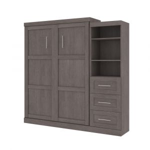 Bestar - Pur Queen Murphy Bed and Storage Unit with Drawers (90W) in Bark Grey - 26869-47