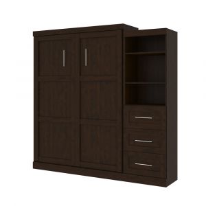 Bestar - Pur Queen Murphy Bed and Storage Unit with Drawers (90W) in Chocolate - 26869-69