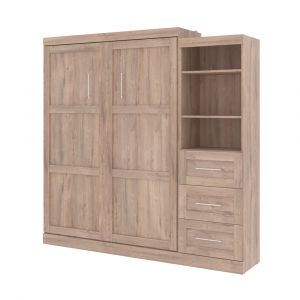 Bestar - Pur Queen Murphy Bed and Storage Unit with Drawers (90W) in Rustic Brown - 26869-000009