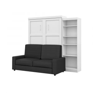 Bestar - Pur Queen Murphy Bed with Sofa and Shelving Unit (96W) in White - 26788-000017
