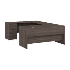 Bestar - Ridgeley 65W U Shaped Desk in Medium Gray Maple - 152856-000141