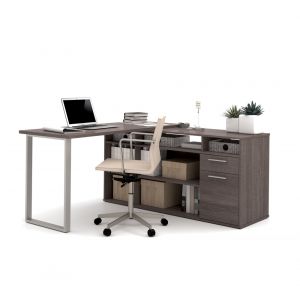 Bestar - Solay 60W L-Shaped Desk in Bark Grey - 29420-47