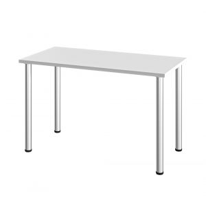 Bestar - Universel 48W Table Desk with Round Metal Legs in White - 65852-17