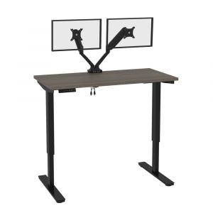 Bestar - Universel 48W X 24D Standing Desk with Dual Monitor Arm in Bark Grey - 165860-000047