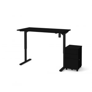 Bestar - Universel 60W X 30D Standing Desk with Assembled Mobile Pedestal in Black - 65873-18