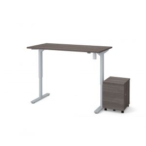 Bestar - Universel 60W X 30D Standing Desk with Mobile Pedestal in Bark Grey - 65872-47