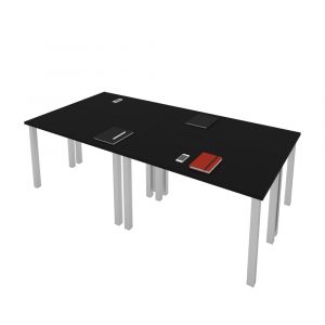 Bestar - Universel Four 48W X 24D Table Desks with Square Metal Legs in Black - 65900-000018
