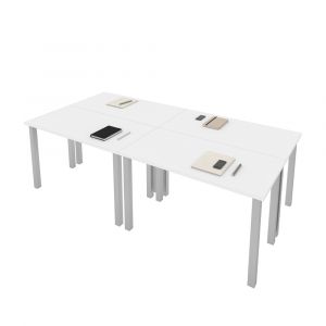 Bestar - Universel Four 48W X 24D Table Desks with Square Metal Legs in White - 65900-000017