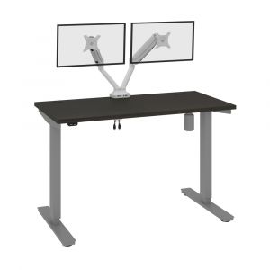 Bestar - Upstand 48W X 24D Standing Desk with Dual Monitor Arm in Deep Grey - 175860-000032