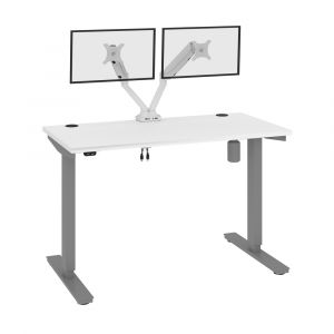 Bestar - Upstand 48W X 24D Standing Desk with Dual Monitor Arm in White - 175860-000017