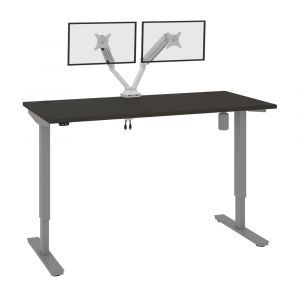 Bestar - Upstand 60W X 30D Standing Desk with Dual Monitor Arm in Deep Grey - 175870-000032
