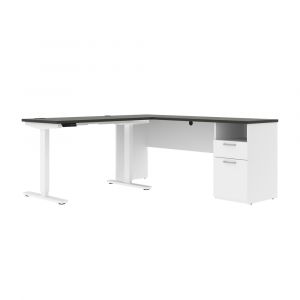 Bestar - Upstand 72W L-Shaped Electric Standing Desk in Deep Grey & White - 175852-000032