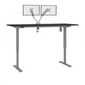 Bestar - Upstand 72W X 30D Standing Desk with Dual Monitor Arm in Deep Grey - 175880-000032