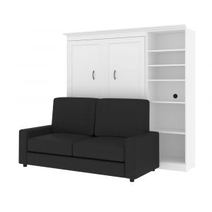 Bestar - Versatile Full Murphy Bed with Sofa and Shelving Unit (84W) in White - 40790-000017