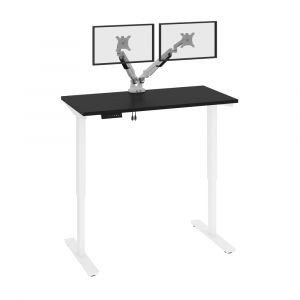 Bestar - Viva 48W X 24D Electric Standing Desk with Monitor Arms in Black - 19858-000018