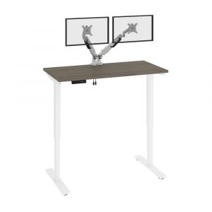 Bestar - Viva 48W X 24D Electric Standing Desk with Monitor Arms in Walnut Grey - 19858-000035