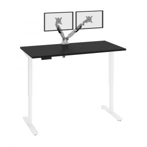 Bestar - Viva 60W X 30D Electric Standing Desk with Monitor Arms in Black - 19868-000018