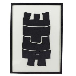 BOBO Intriguing Objects - Puzzle Piece Paper Mache Wall Art in Glass Wooden Frame - BI-8063-0021