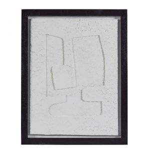 BOBO Intriguing Objects - Squared-off White Paper Mache Wall Art in Glass Wooden Frame - BI-8063-0020