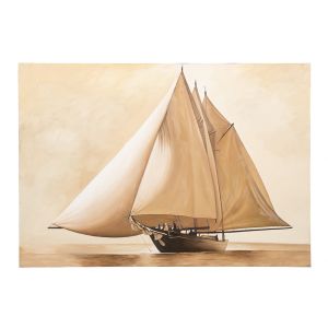 BOBO Intriguing Objects - Vintage Hand Painted Art On Reclaimed Metal - Ship w/ Full Sail - BI-8061-0004