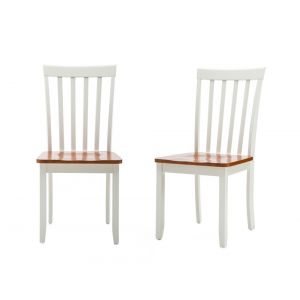 Boraam - Bloomington Dining Chair in White and Honey Oak - (Set of 2) - 22031